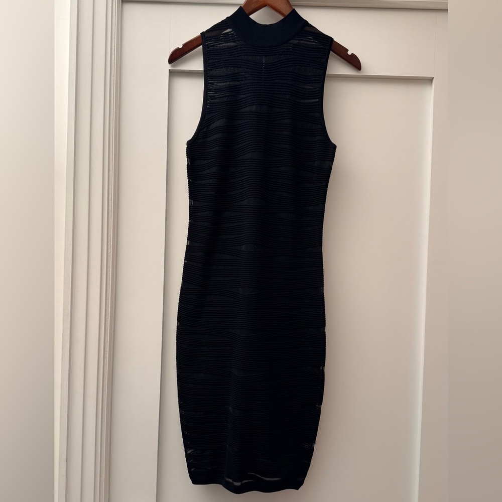 Parker Black Textured Midi Dress